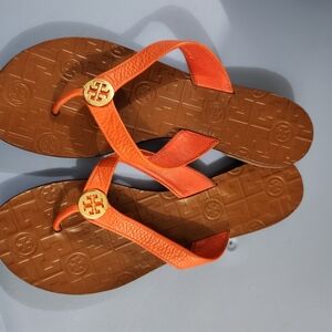 Tory Burch Orange and Brown Sandals